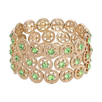 1928 Spoked Crystal Wide Stretch Bracelet