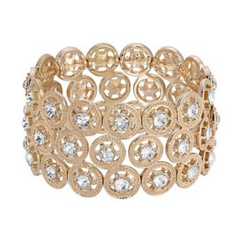 1928 Spoked Crystal Wide Stretch Bracelet