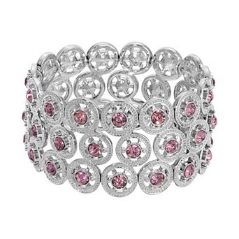 1928 Spoked Crystal Wide Stretch Bracelet