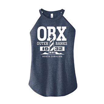 Juniors' OBX Outer Banks Lighthouse High Neck Tank Top