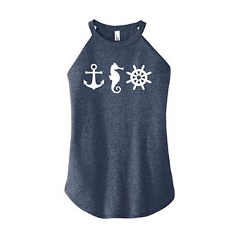 Juniors' Nautical Symbols High Neck Tank Top