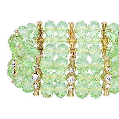 1928 3-Row Beaded Stretch Bracelet with Crystal Accent