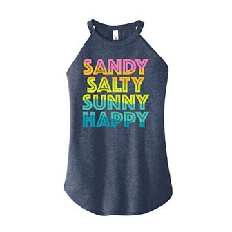 Juniors' Sandy Salty Sunny Happy High Neck Tank Top