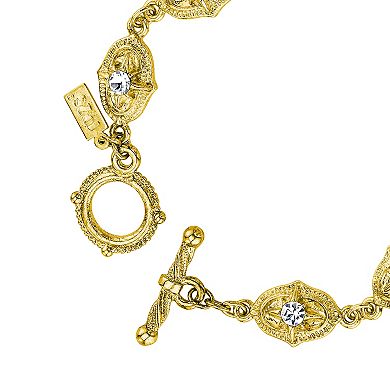 1928 Gold Tone Crystal Toggle Bracelet