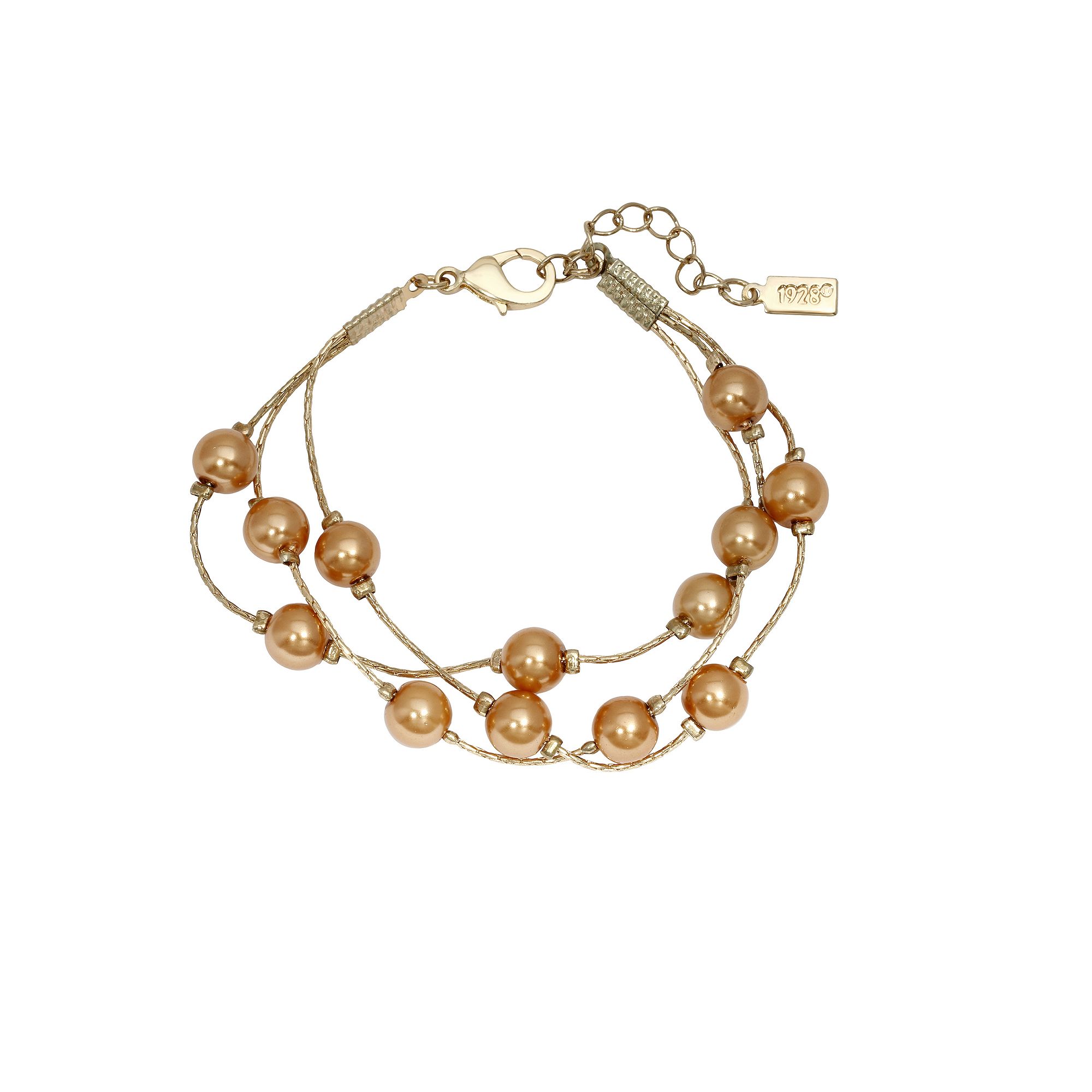1928 3-Row Glass Bead Illusion Bracelet, Womens, Yellow