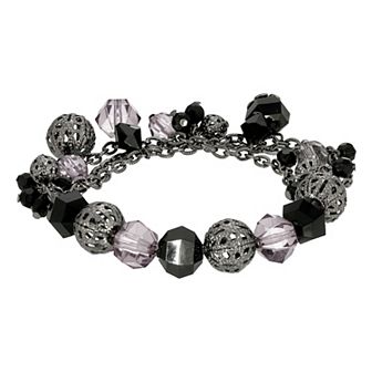 1928 Black Tone Black Beaded Stretch Bracelet