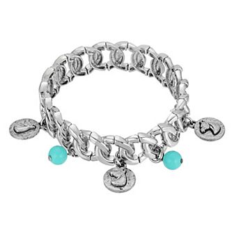 1928 Silver Tone Horse Head Stretch Link Bracelet
