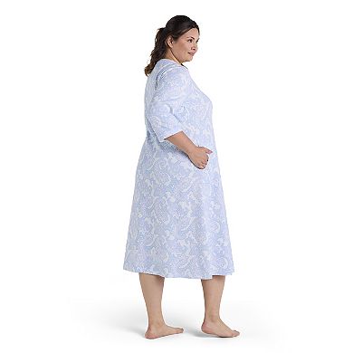 Plus Size Miss Elaine Essentials Quilt-In-Knit Long Robe