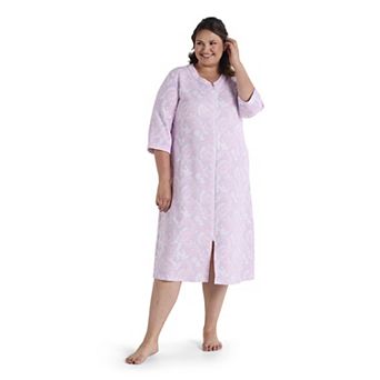 Plus Size Miss Elaine Essentials Quilt-In-Knit Long Robe