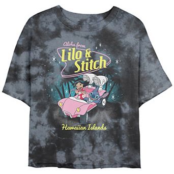 Disney's Lilo & Stitch Aloha From Hawaii Crop Top Bombard Wash Graphic Tee