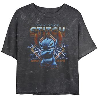 Disney's Lilo & Stitch Rock Poster Stitch Crop Top Mineral Wash Graphic Tee