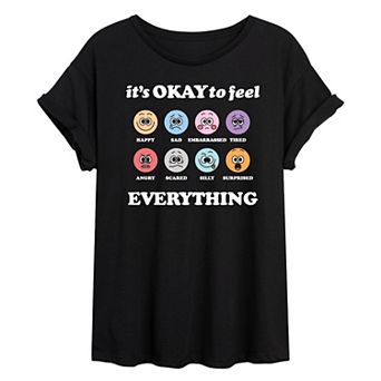 Juniors' It's OK To Feel Everything Oversized Tee