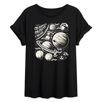 Juniors' Celestial Objects Oversized Tee