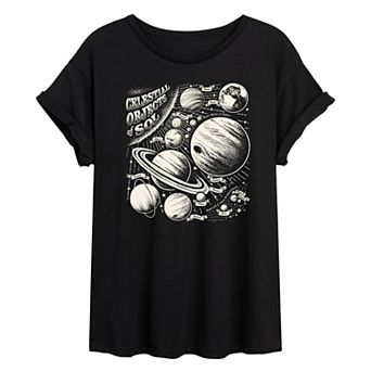 Juniors' Celestial Objects Oversized Tee