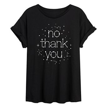 Juniors' No Thank You Oversized Tee