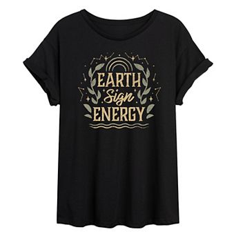 Juniors' Earth Sign Energy Oversized Tee