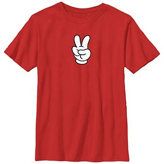Disney's Mickey Mouse Hand Peace Sign Boys Graphic Tee