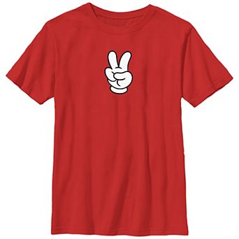 Disney's Mickey Mouse Hand Peace Sign Boys Graphic Tee