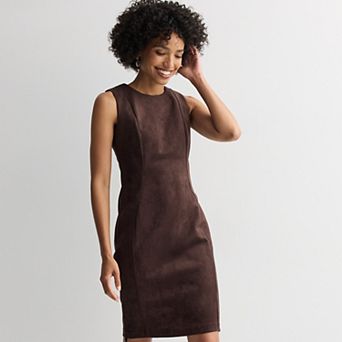 Women's Andrew Marc Sleeveless Suede Sheath Dress