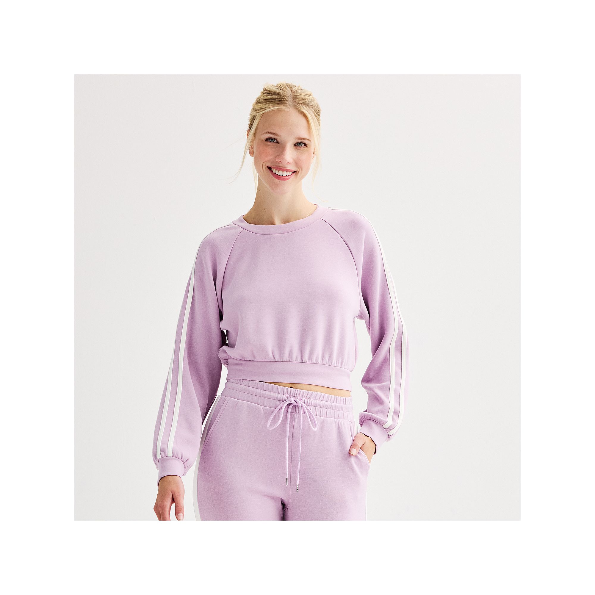 Juniors LOVE FIRE Scuba Crewneck Pullover, Girls, Size: Large, Purple Fai