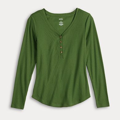Women's Sonoma Goods For Life® Rib Long Sleeve Henley