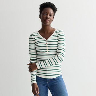 Women's Sonoma Goods For Life® Rib Long Sleeve Henley