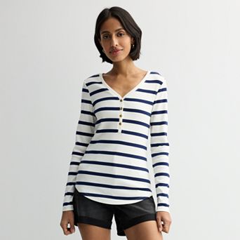 Women's Sonoma Goods For Life® Rib Long Sleeve Henley