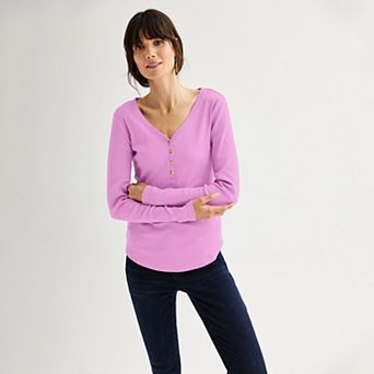Women's Sonoma Goods For Life® Rib Long Sleeve Henley