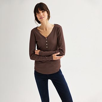 Women's Sonoma Goods For Life® Rib Long Sleeve Henley