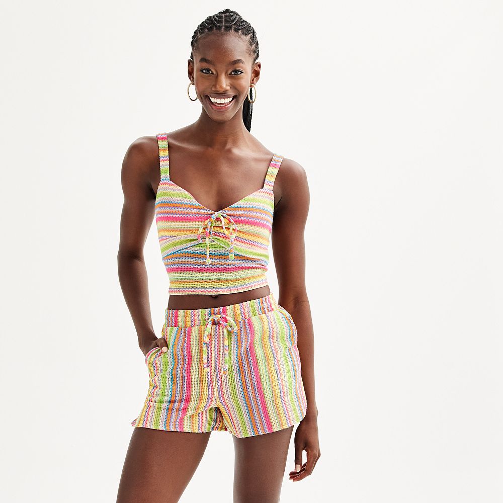 Juniors' Derek Heart Crochet Tank & Shorts Set