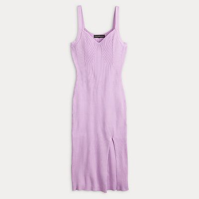 Juniors' Almost Famous Ribbed Sweetheart Neck Midi Cami Dress