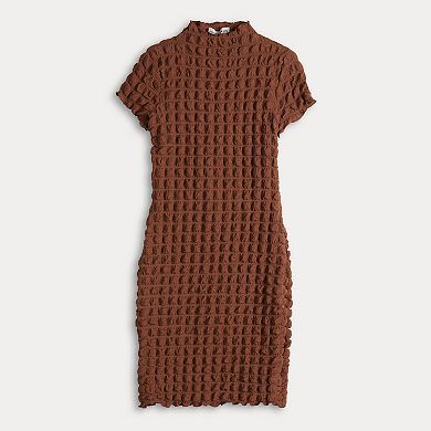 Juniors' Almost Famous Funnel Neck Mini Dress