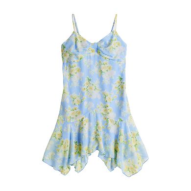 Juniors' Almost Famous Smoked Cami Dress with Sharkbite Hem