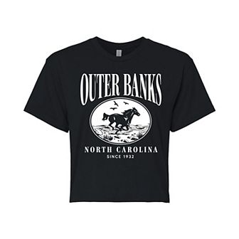 Juniors' Outer Banks Cropped Graphic Tee