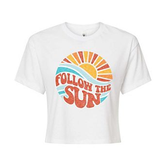 Juniors' Follow The Sun Cropped Graphic Tee