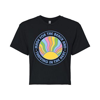 Juniors' Made For The Beach Cropped Graphic Tee