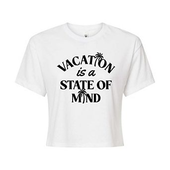 Juniors' Vacation Is A State Of Mind Cropped Graphic Tee