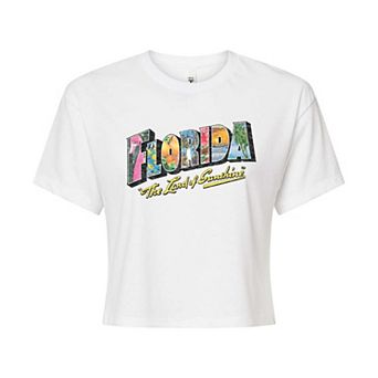 Juniors' Florida Postcard Cropped Graphic Tee