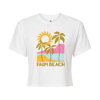Juniors' Palm Beach Deco Cropped Graphic Tee