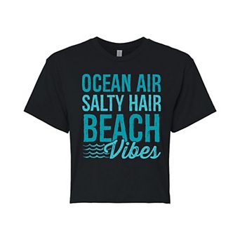 Juniors' Ocean Air Salty Hair Cropped Graphic Tee