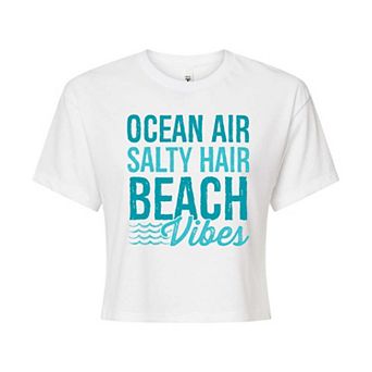 Juniors' Ocean Air Salty Hair Cropped Graphic Tee