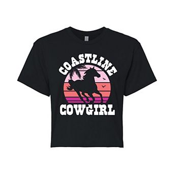 Juniors' Coastline Cowgirl Cropped Graphic Tee
