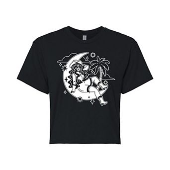 Juniors' Cowgirl Moon Cropped Graphic Tee
