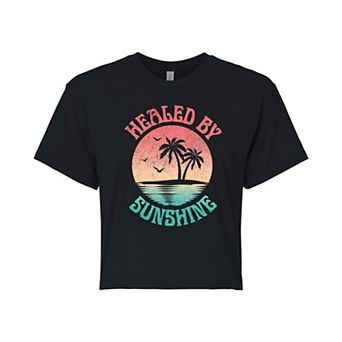 Juniors' Healed By Sunshine Cropped Graphic Tee