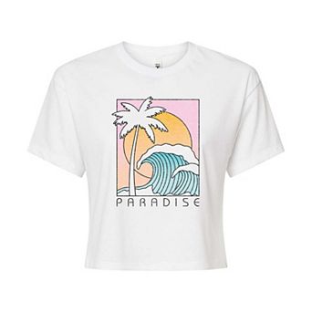 Juniors' Paradise Cropped Graphic Tee