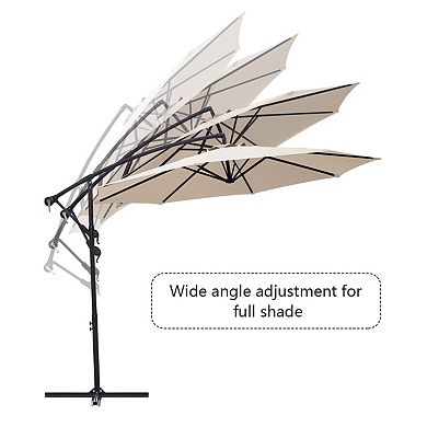 10ft Steel Crank Lift Hanging Offset Cantilever Umbrella