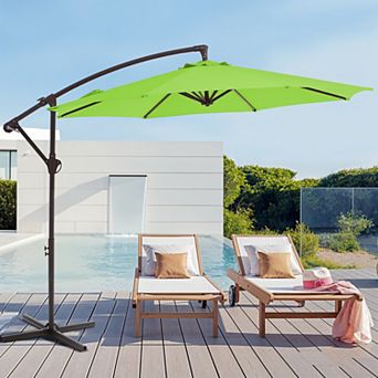 10ft Steel Crank Lift Hanging Offset Cantilever Umbrella