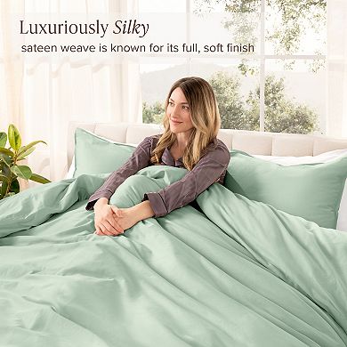 Bare Home 100% Organic Cotton Sateen Duvet Cover Set