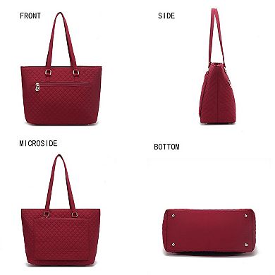 MKF Collection Hallie Solid Quilted Cotton Women’s Tote Bag by Mia K