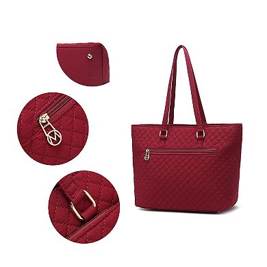 MKF Collection Hallie Solid Quilted Cotton Women’s Tote Bag by Mia K